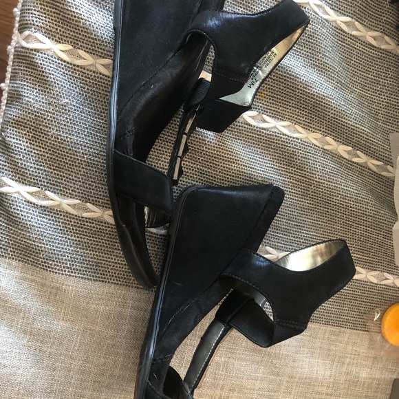 Anne Klein Black Jeweled Wedge Sandals - Picture 6 of 6